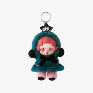 Skull Vinyl Figure - Red Hair, Blue Outfit, Keychain with Star Design, No U.S. Origin, New Condition