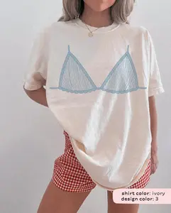 Comfort Colors Coastal Bikini Shirt Retro Beach T-Shirt Aesthetic Summer Shells Graphic Tee Vintage Ocean Lover Top Cute Vacation Gift Spirit Era Art