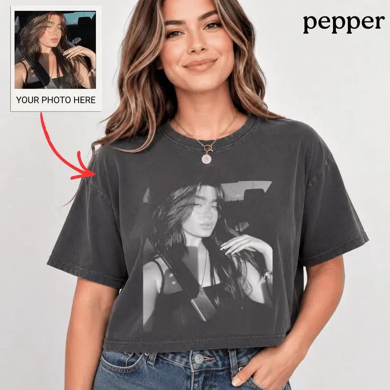 Personalized Photo Baby Tee – Custom Comfort Colors® Boxy Crop Top for women shirts