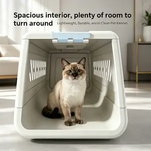Airline Approved Ventilated Pet Carrier Lockable Cat Travel Kennel Heavy Duty In-Car Safe Pet Crate Multi Use Vet Clinic Isolation Cage Spacious Indoor Pet Bed for Small Dogs Kitten Daily Travel Supplies gift people