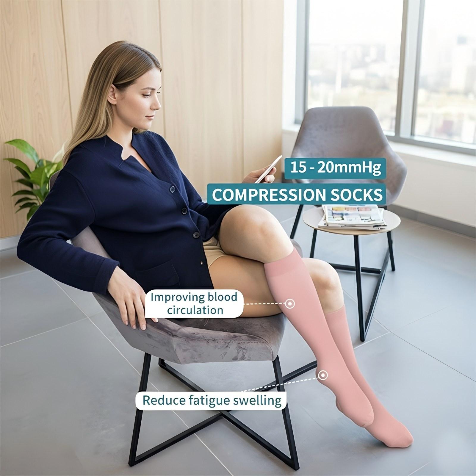 MhzyCaus 6 Pairs Calf Compression Socks for Women & Men-Knee High Stockings with Floral & Dot Patterns, Cushioned & Moisture-Wicking for Gym, Compression Stockings