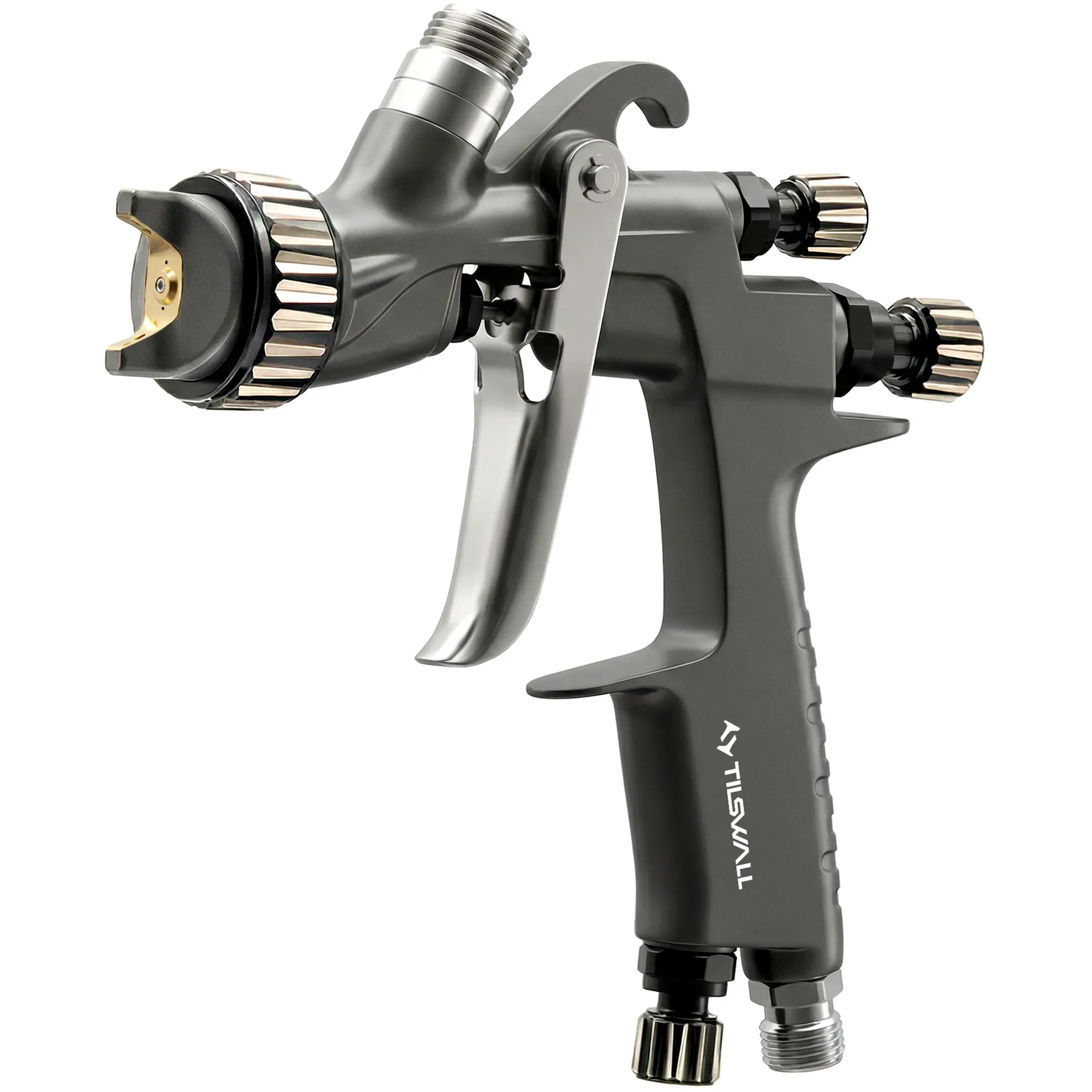 Tilswall Pinto LVLP Spray Gun Premium Kit, with All-Stainless Steel Flow Channel, 1.3/1.5/1.7mm Nozzles & Accessories, Ultral-Long Service Life Air Paint sprayer for Painting Car Auto House