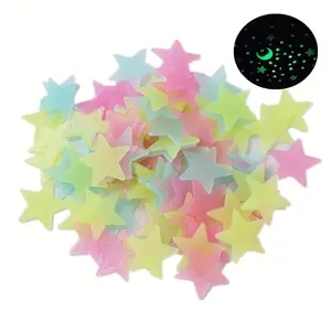 100/200 Pieces Mixed Color Luminous Star Wall Stickers Self Adhesive Decorative Lights Ornaments for Modern Home Decoration with Excellent Fluorescence and Unique Light and Shadow Contours - Gift