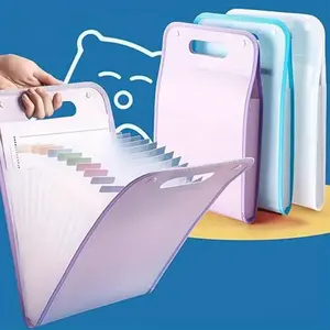 13 Pocket File Folders Portable A4 Letter Size Macaron Color Girly Office Supplies Accordian Document Organizer for Classroom Office Home Storage