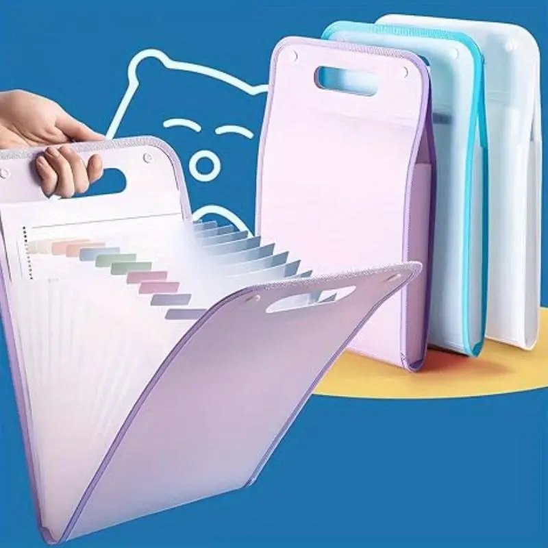 13 Pocket File Folders Portable A4 Letter Size Macaron Color Girly Office Supplies Accordian Document Organizer for Classroom Office Home Storage