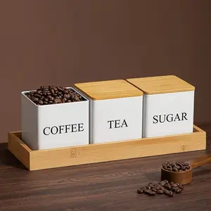 3-Piece Metal Storage Canister Set, Durable Coffee Tea Sugar Container, Essential Kitchen Organizer, Space-Saving Daily Use & Kitchen Storage, Food Storage Set