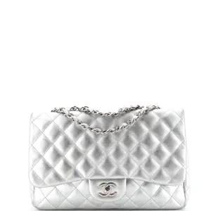 Pre-owned CHANEL Leather Shoulder Bags Classic Single Flap Bag Quilted Lambskin Jumbo by Rebag