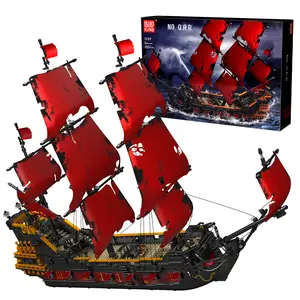 Mould King 13109 Pirate Ship for Queen An's Revenge MOC Sailing Series, Building Blocks Ship Building Set and Exhibition Model for Collection Toy Instructions Packaging