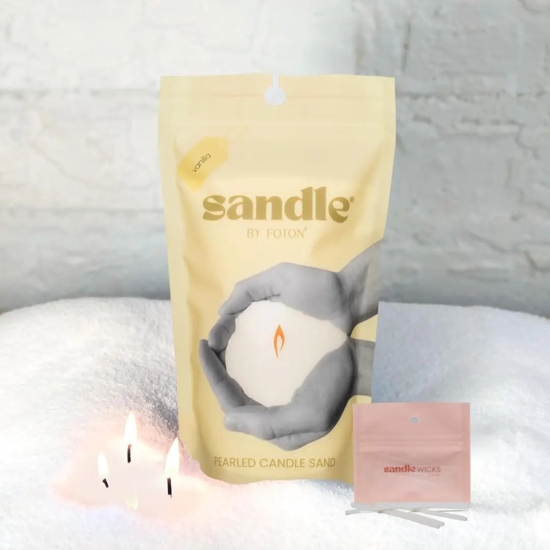 10 Oz Pearled Vanilla Sand Candle Non Toxic Luxury Long Lasting Up to 60 Hours Refillable Candle Sand With 15 Wicks for Candle Making