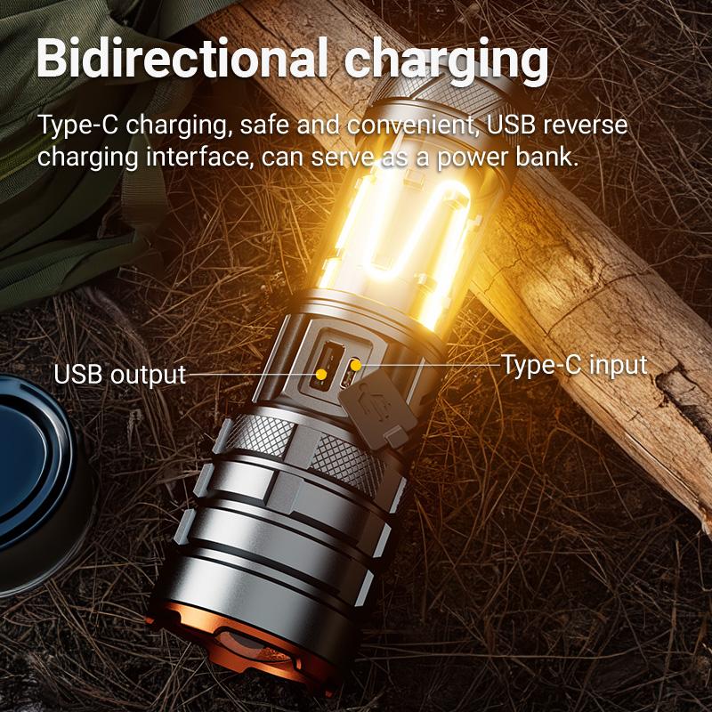 Vintage LED Camping Lantern, Rechargeable Tactical Flashlight with Dimmable Warm Filament Light, Portable Tent Light for Emergency Survival Gear