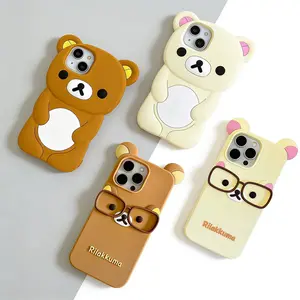 For iPhone 17 16 15 14 13 12 11 Pro Max mini Plus Xs XR 6 7 8 Plus Rilakkuma Bear wear glasses Silicone Soft Cover Case