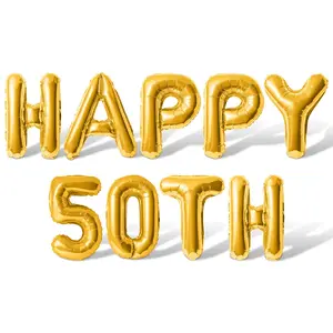 Letter Balloons - HAPPY 50TH 16" Inch Alphabet Letters Foil Mylar Balloon 50th Birthday Party Banner