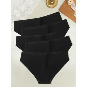 Women's Solid Color Seamless Panty, Breathable Comfortable Knicker for Daily Wear, Underwear for All Seasons