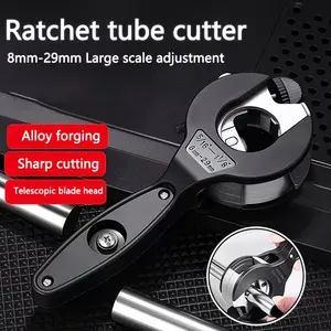 Ratchet Pipe Cutter, Cuts 1/4" to 7/8", Suitable for Copper, Aluminum, Stainless Steel, Ppr, Pe Pipes, 360° Rotation, Adjustable Handle