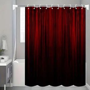 Red Velvet Shower Curtain, Waterproof Bathroom Curtain, Soft Fabric Shower Curtain, Bathroom Decor Supplies, Home Bathroom Decoration