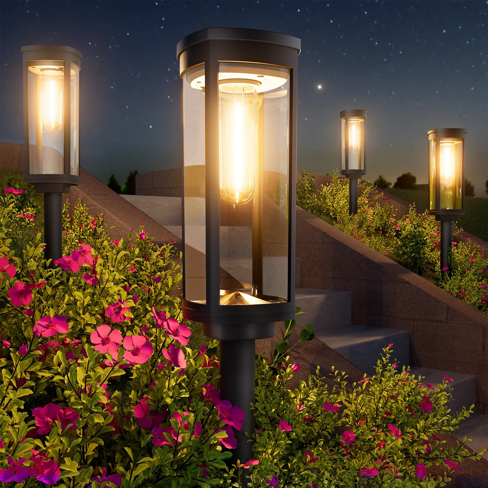 Elegant Solar Pathway Lights Modern Luxury | Auto On/Off & Waterproof | For Garden, Yard & Driveway,solar outdoor lights,Solar Floor Lamps Outdoor Lights,Decorative,Rechargeable,solar lights,solar lights outdoor,solar street light
