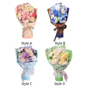 Crochet Flowers Gift Bouquet 35cm Artificial Holiday Decoration Lightweight Multipurpose Decorative Fruit Decor
