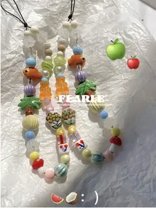 Handmade Ins Style Coconut Tree Decor Phone Strap Cute Charm For Phone, Camera And Cases, Sweet Candy Bear