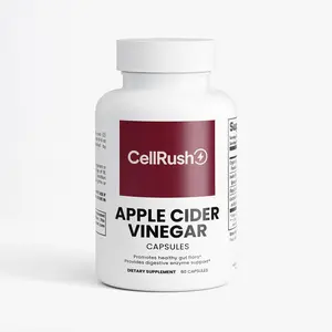CellRush Apple Cider Vinegar Capsules - 60 Count, 1000mg ACV Powder with Inulin & Probiotics, Dietary Supplement for Digestive Health, Made in USA - Healthcare, Edible, Fitness, Organic, Optimum Vitamin Bathroom