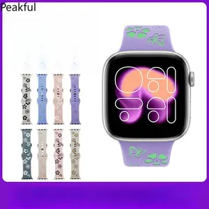 Apple Watch Silicone Band | Trending Custom Engraved Printed Strap | Universal Replacement Band for iWatch Series 1-11 | Soft Breathable Waterproof Watchband for Women Men Daily Workout Travel