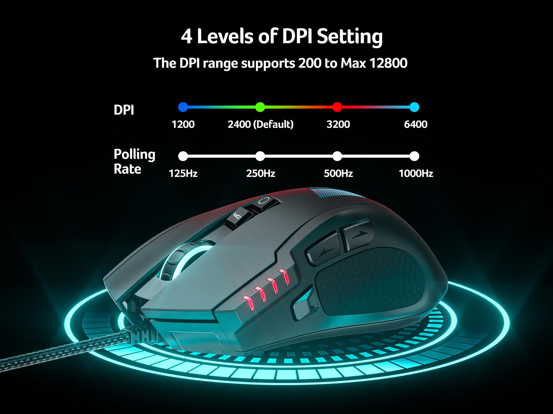 acer Wired Gaming Mouse, 12,800 DPI RGB Ergonomic Computer Mouse with Optical Sensor, 8 Programmable Buttons, 12 Backlit Modes, Software for DIY Keybinds, Rapid Fire, USB Gaming Mice for Laptop, PC acer Wired Gaming Mouse, 12,800 DPI RGB Ergonomic Computer Mouse with Optical Sensor, 8 Programmable Buttons, 12 Backlit Modes, Software for DIY Keybinds, Rapid Fire, USB Gaming Mice for Laptop, PC