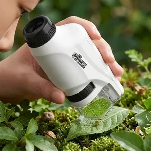 120X Pocket Microscope for Kids STEM Toys with LED Light, Christmas Birthday Gifts for Students Science Exploration Outdoor Discovery