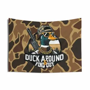 Camouflage Duck Around And Find Out 3x5FT Funny Tapestry Poster for Hanging College Dorm Room Decoration Outdoor Indoor Banner Boho Shabby Chicbedroom decor