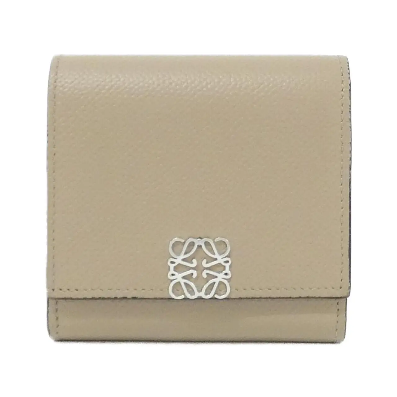 Pre-owned Loewe Calfskin Small Leather Goods Anagram Compact Flap Wallet Calf Wallet