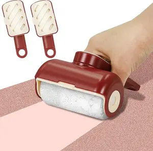 Mini Reusable Lint Roller 2 Pack, Washable Gel Sticky Lint Roller for Pet Hair, Travel Size Portable Lint Roller with 360° Rotating Handle & Large Hanging Hole, Beige