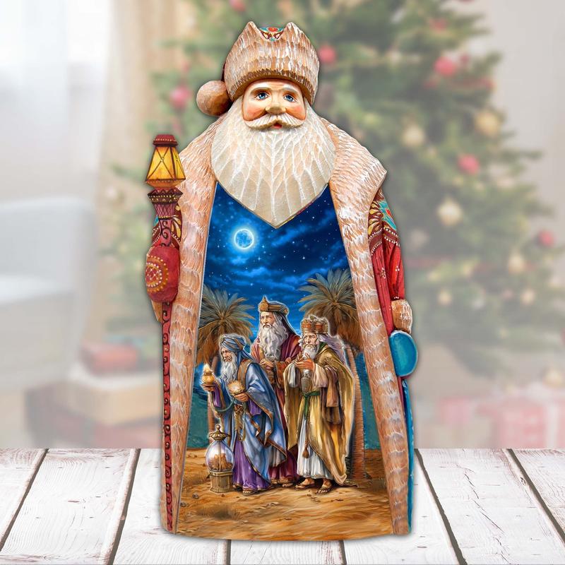 Three Kings Journey Santa Hand-Painted WOODCARVED Masterpiece by G. DeBrekht - Nativity Holiday Decor - 210234SE