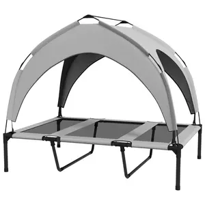 Elevated Dog Bed with Removable Canopy, Raised Outdoor Pet Bed for Camping with Washable Breathable Mesh, 42" x 30" x 37"