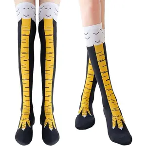 [Novelty Funny Crazy Chicken Leg Socks] Feet Over The Knee 21.65" Thigh Stockings for Men Women Cosplay Party Gifts All Seasons