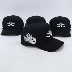 4 Aces Edition Cap - Black with White Design, Suede Brim, Adjustable Fit, Classic Style, Ideal for Casual Wear