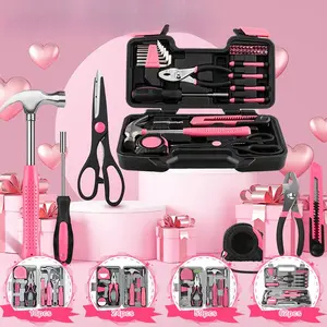 Entry-level basic women's tools 18-62 pcs small mini tool box set for home and office vehicle repair tool set, perfect birthday gifts,,