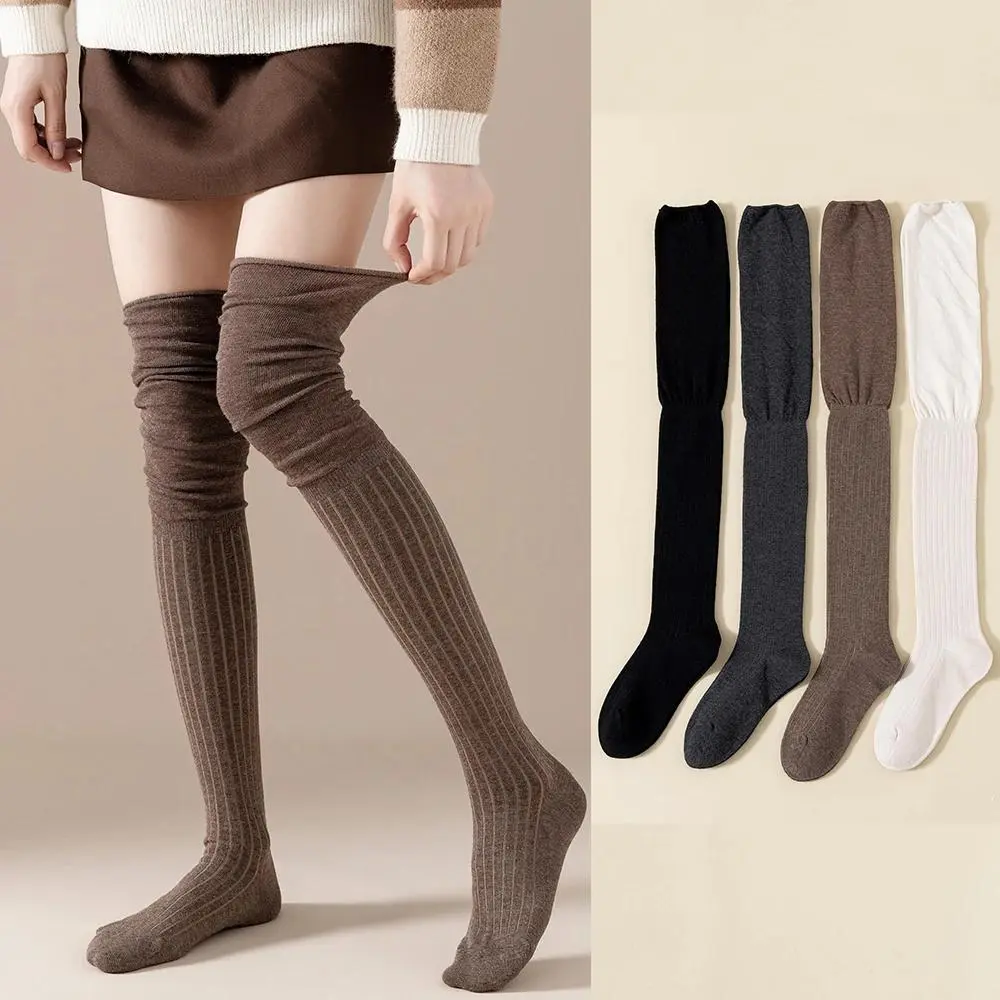 Women's Korean Style Thigh High Slouch Socks - 4/8 Pairs, 4-Pairs Mix Color, Thin Long, High Elasticity, Basic Minimalist Solid Color Patchwork Stockings for Ladies, Bridal Womenswear, Lady, 4Pairs Mix Color