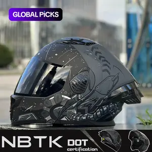 Nbtk Flip-Up Full Face Motorcycle Helmet, Abs Material with Eps Cushioning, Multiple Ventilation Ports, Removable Liner, Unisex All-Season Use, Motorcycle Helmet Visor
