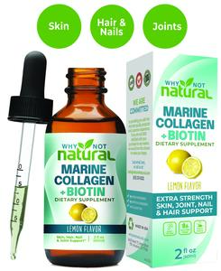 Why Not Natural Liquid Collagen Drops plus Biotin - Hydrolyzed Marine Peptides for Hair Skin Nails Joints, Maximum Absorption for Healthy Glow Healthcare Dietary Supplement Beauty