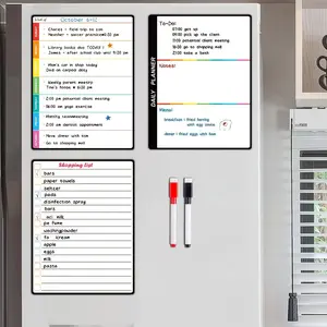 3 Piece Magnetic Erasable Calendar Set, Includes 6.5x8.5 Inch Refrigerator Weekly Planner, Daily Planner, Checklist Board, Free Markers