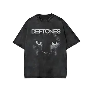 Retro Limited Vintage Black Cat  T-Shirt, Rock Band Unisex Oversized  Cotton Washed Tee, Gothic Emo Alt Punk Y2K,Rock Music Merch