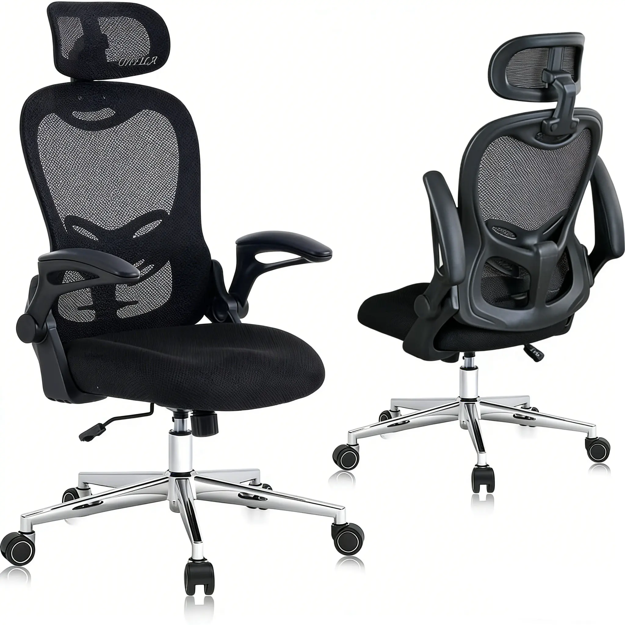 【New Year Flash Sale】Office Chair, Ergonomic Breathable Mesh drafting chair,Flip-Up Arms and Adjustable High Back Lumbar Support standing desk chair,Comfy Computer Chair for Home Office，bar height office chair KC-5140