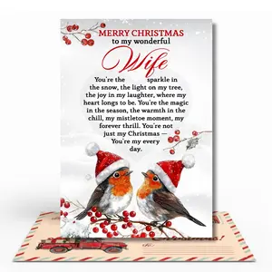 Christmas Card for Wife, Wife Christmas Card with Heartfelt Message, Premium Envelope, Perfect Xmas Gift for Her, Keepsake Love Cards