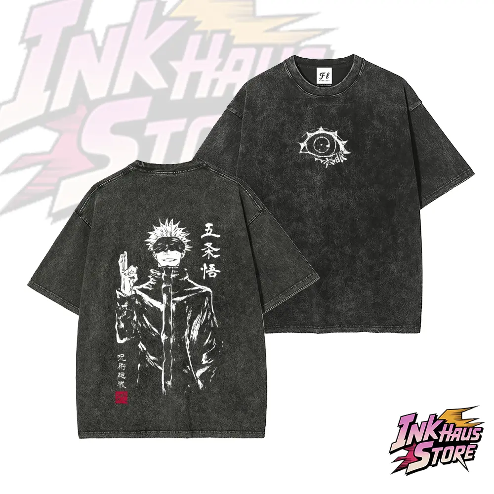 Gojo Satoru, a popular character from Jujutsu Kaisen--Short Sleeve Cotton Unisex Retro wash Tee