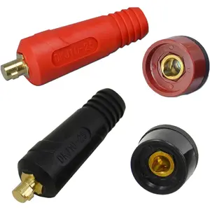 TIG Welding  Panel Connector Plug & Socket Set DKJ10-25 & DKZ10-25 200Amp With Red & Black Color Dinse-Style Quick Fitting 4 count