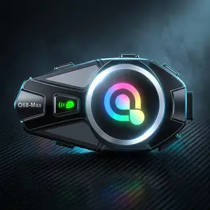 Q68-Max Motorcycle Bluetooth Headset with TFT Full-Color Screen, Dual-Core 5.4+5.3 Chip, Unlimited Music Sharing, 500m 2-Way Intercom, Audio Mixing, IPX6 Waterproof, FM Radio, 40mm Hi-Fi Speakers for Tech-Savvy Riders