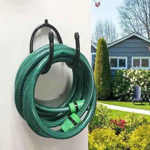 Wall-Mounted Black Hose Bracket Hose Hanger,  Hose Holder, Carrier, Support for Garden Hose Hanger, Hose Holder Easily Holds 150 5/8'' Hose -  for Chain-Link Fence and Wall Mounted