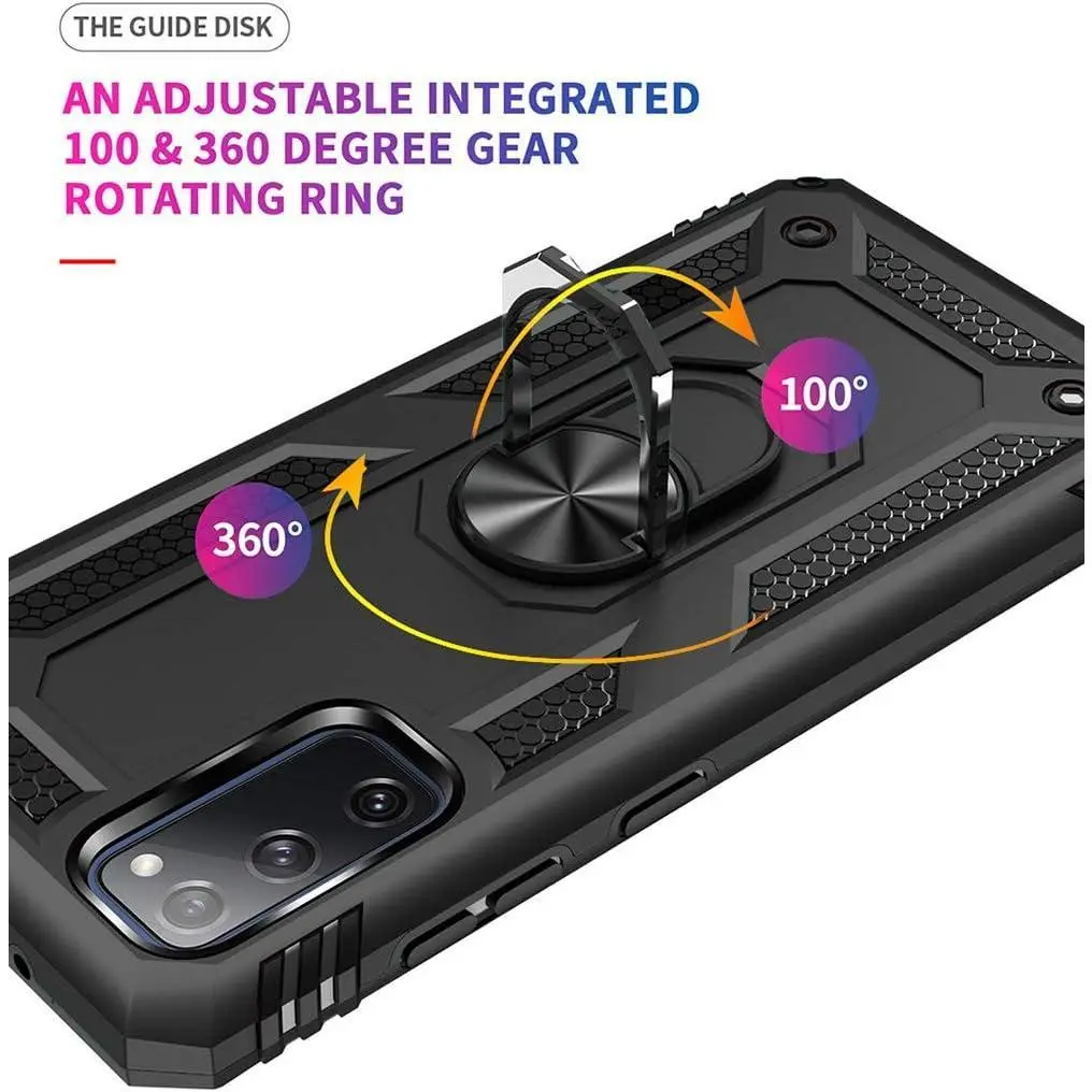 for Samsung Galaxy S20 FE Case,Galaxy S20 FE 5G Case,with Screen Protector,[Military Grade] 16ft. Drop Tested Cover with Magnetic Kickstand Car Mount Protective Case for S20 FE, Black