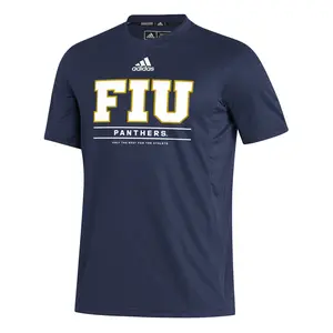 adidas Mens Fiu Panthers Logo Crew Neck Short Sleeve Athletic Training Casual Tops Casual - Blue