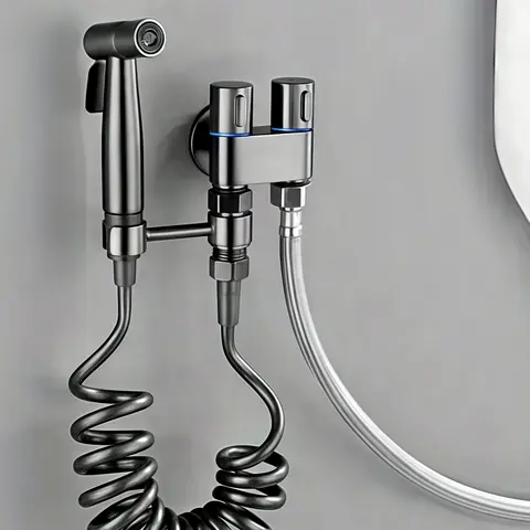 Stainless Steel Toilet Sprayer, 1 Set Handheld Sitz Bath Sprayer, Handheld Bidet Sprayer, Bathroom Wall Mounted Cleaning Spray-Gun, Toilet Washing Tool with Extended Flexible Hose, Handheld Bidet Sprayer For Toilet