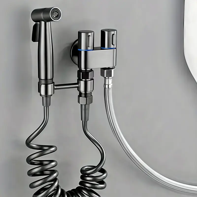 Stainless Steel Toilet Sprayer, 1 Set Handheld Sitz Bath Sprayer, Handheld Bidet Sprayer, Bathroom Wall Mounted Cleaning Spray-Gun, Toilet Washing Tool with Extended Flexible Hose, Handheld Bidet Sprayer For Toilet
