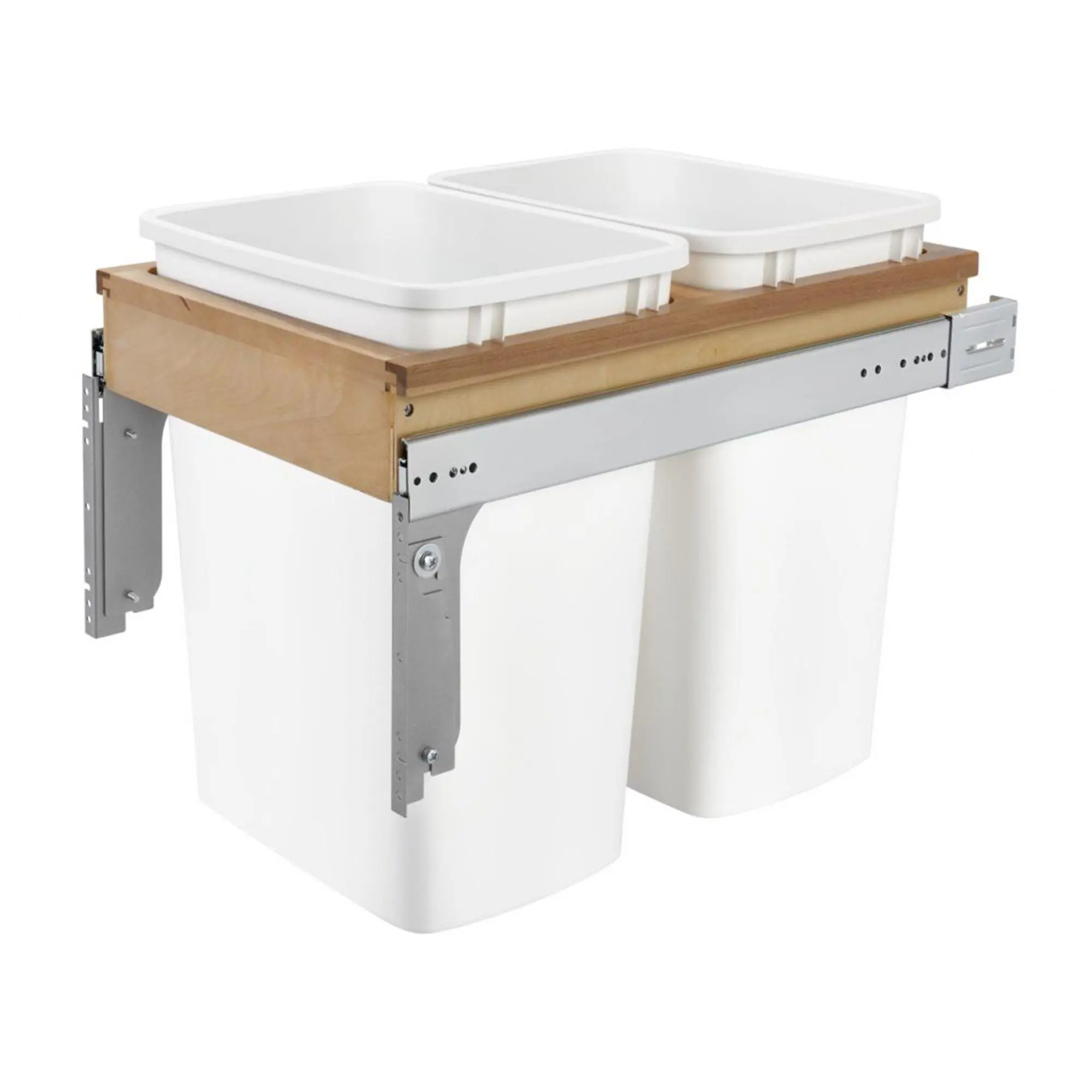 Rev-A-Shelf Pull Out 50 Qt Trash Can for Full Hgt Cabinet, 4WCTM-1850DM2-419-FL Rev-A-Shelf Pull Out 50 Qt Trash Can for Full Hgt Cabinet, 4WCTM-1850DM2-419-FL